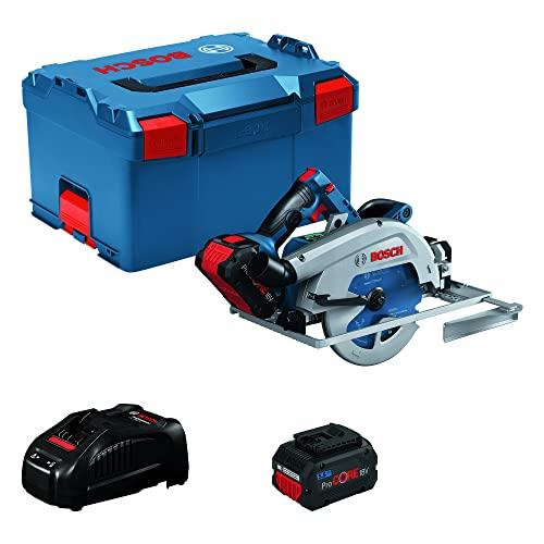 Bosch Professional BITURBO Sega circolare a batteria GKS 18V-68 GC (compatibile con binari di guida, 2 batt. ProCORE 5.5Ah, caricabatteria GAL 1880 CV, 1 lama, guida parallela, in L-BOXX 238)