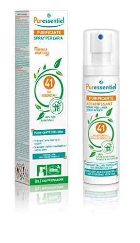 Puressentiel Spray Purificante per l'Aria ai 41 Oli Essenziali, 100% Puri e Naturali, Purifica, Tratta e Igienizza i Tessuti, Con Formula Brevettata, 0% Gas Propulsore, Formato Viaggio, 75 ml