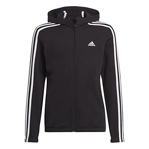 adidas G 3s FL FZ HD Felpa con Cappuccio, Nero/Bianco, 9 Años Bambina