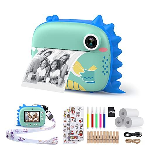 HiMont Macchina Fotografica Bambini Istantanea, Fotocamera Bambini Digitale  con Carta da Stampa e 32GB TF Scheda,Fotocamera Istantanea Bambini con  Accessori divertenti,Regalo per Bambini dai 3-14 anni