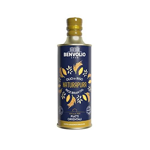 Olio di Riso Puro Naturale Non OGM - 500 ml, Benvolio 1938 - Olio di Crusca di Riso con Estratto Biologico di Zenzero Ideale per Friggere