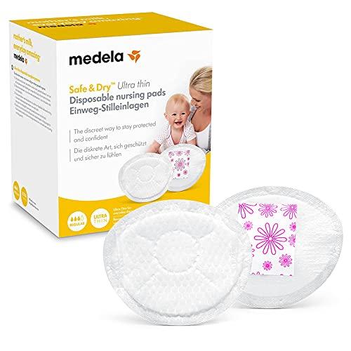 Medela Safe & Dry Ultra Thin Coppette Assorbilatte Ultrasottili e Altamente Assorbenti, Confezione da 30 Coppette per Maternità Confezionate singolarmente