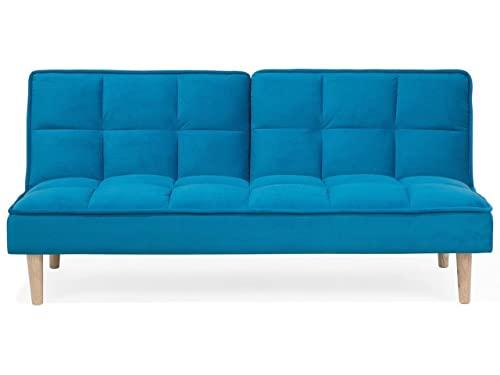Beliani Divano Letto Moderno in Tessuto Azzurro Siljan