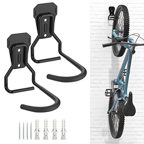 Housolution Appendi Bici da Muro, 2 Supporti Bici da Parete in Ferro  Battuto con Imbottiture in EVA Anti Graffi, Urti, Ganci Pieghevoli  Accessori Bicicletta, Supporto Appendi Bici per Garage, Nero