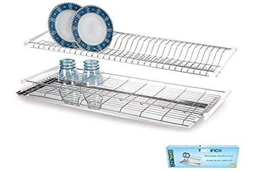 Scolapiatti da incasso in ACCIAIO INOX 86cm per pensile da 90cm con  vaschetta.