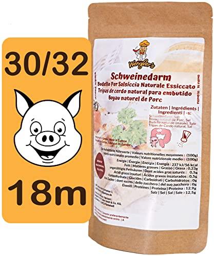 Wengler's - Budello Per Salsiccia Naturale Essiccato, Calibro 30/32 - 18 METRI, Per Carne Fresca, Involucro Insaccati Prima Scelta, Affumicabile, Adatto A Carni Di Suino, Maiale, Pecora (30/32 18m)