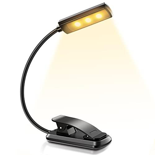 Luce da Lettura, USB Ricaricabile Lampada da Lettura TEAMPD, 6 LEDs 3  Modalità con Clip Luce per Lettura Libri a Letto, 360°Flessibile Collo Luce  Lettura per Libro,Kindle,Portatili,Viaggio,Emergenza