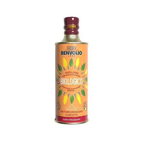 Olio di semi di Girasole Biologico Alto Oleico - BENVOLIO 1938 500ml - Olio per Friggere Ricco di Vitamina E Olio Alto Oleico ORGANIC SUNFLOWER OIL HIGH OLEIC