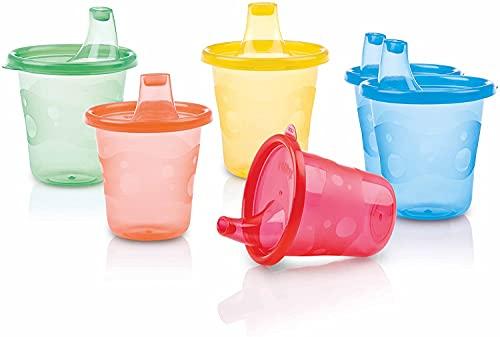Nuby ID91121 - Bicchieri Wash or Toss da 210 ml, Set da 6 pezzi, Colori assortiti