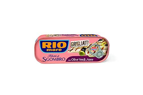 Rio Mare Filetti di Sgombro Grigliati con Olive Verdi e Nere, Ricchi di Omega 3, 1 Lattina da 120g