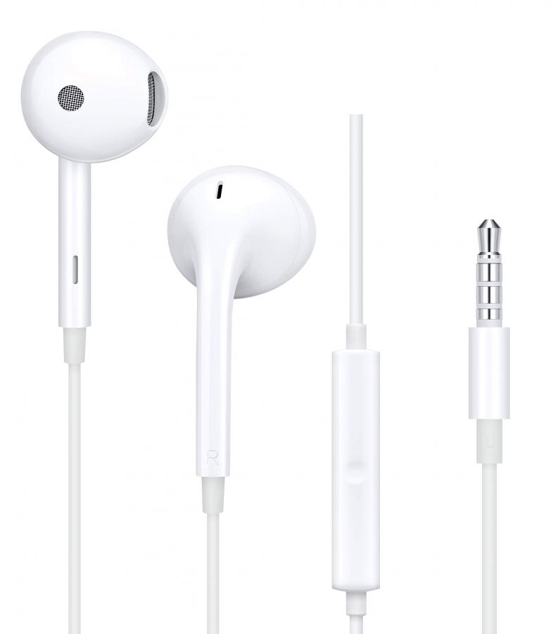 OPPO MH320 Cuffia Auricolare, Compatibile con molti smartphone OPPO, Connettore 3.5 mm, Bianco