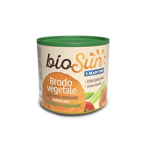 BIOSUN - Brodo Vegetale Granulare Biologico di Verdure, con 8 Verdure Selezionate e Curcuma, 1 Barattolo da 120 gr, Sena Glutammato, Senza olio di Palma, Senza Lievito, Made in Italy