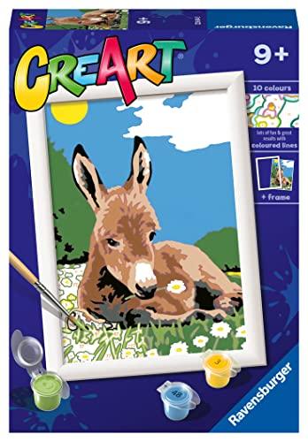 Ravensburger - CreArt Serie E: Asinello, Kit per Dipingere con i Numeri, Contiene una Tavola Prestampata, Pennello, Colori e Accessori, Gioco Creativo per Bambini 9+ Anni
