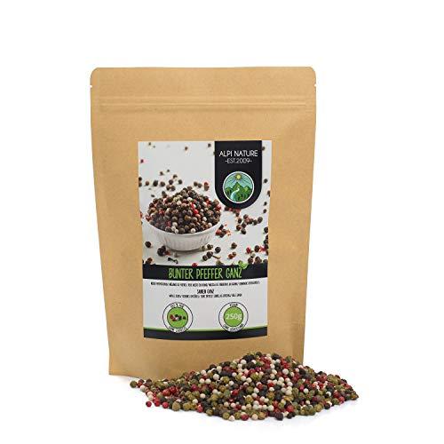 Grani di pepe misto (250g), pepe misto 100% naturale, senza additivi, vegano, pepe in grani colorato, pepe misto in grani