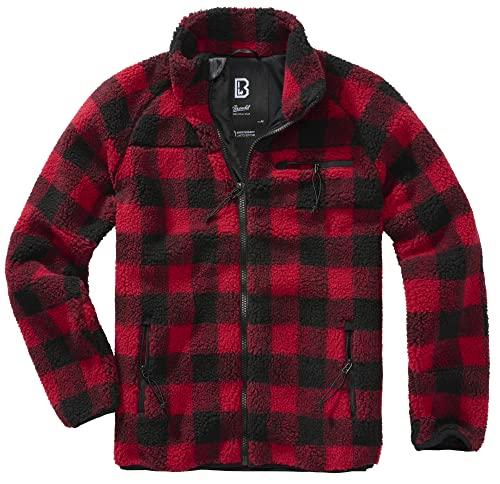 Brandit Teddyfleece Jacket Giacca in Pile, Red/Black, M Uomo