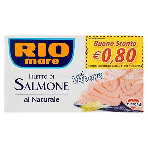 Rio Mare Filetto di Salmone Al Naturale, Cotto al Vapore, Ricco di Omega 3, 1 Lattina da 125g