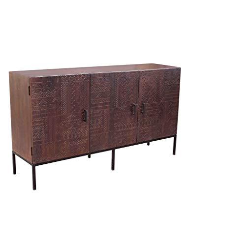 Milani Home s.r.l.s. Mobile con Decoro wengé con 3 Ante in Legno di Mango con Struttura in Ferro cm 150x40x85 h