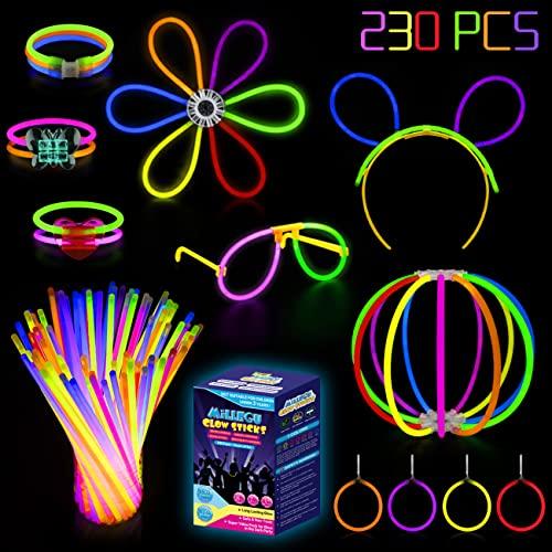 Premium Bastoncini Luminosi Party Pack 8 pollici con connettori per fare braccialetti Neon 