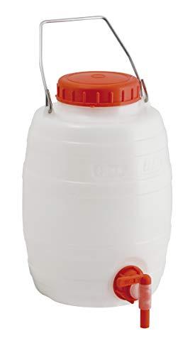 Fustino botticella in plastica 5 litri per alimenti con rubinetto e manico in acciaio per trasporto liquidi - Mobil Plastic