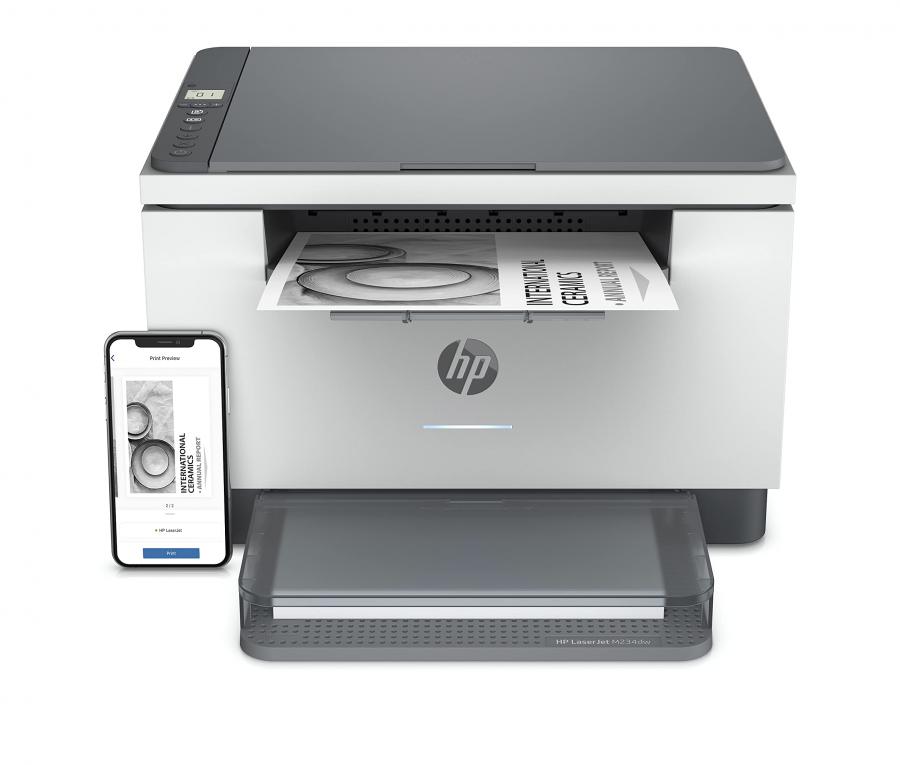 HP LaserJet M234dw (6GW99F) stampante multifunzione A4 monocromatica, stampa fronte/retro automatica, copia, scansiona, No Fax e No ADF, WiFi dual band, Ethernet, USB 2.0, App HP Smart, 29 ppm, Bianca
