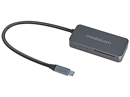 MEDIACOM Lettore scrittore di memorie Memory Card Card Reader USB-C in Alluminio SD Micro SD
