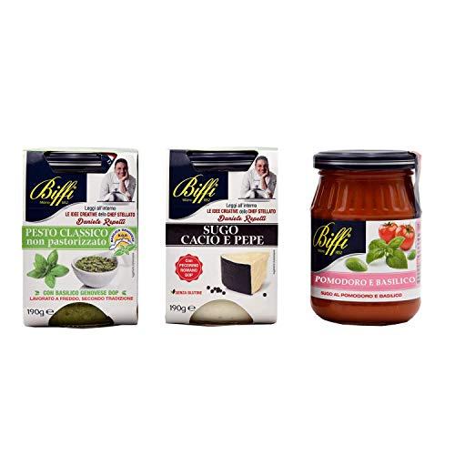 Biffi - Mix Specialità: Pesto Classico 190g, Sugo Cacio E Pepe 190g, Sugo Con Pomodoro E Basilico (napoletana) 190g