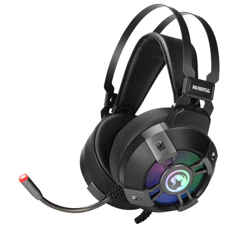 Scorpion - Casques de jeu - Modèle Ma-HG9015G - Son virtuel 7.1 - Microphone flexible - Son puissant et sons aiguës - Rétro-éclairage Rainbound - Design de haute qualité - Noir