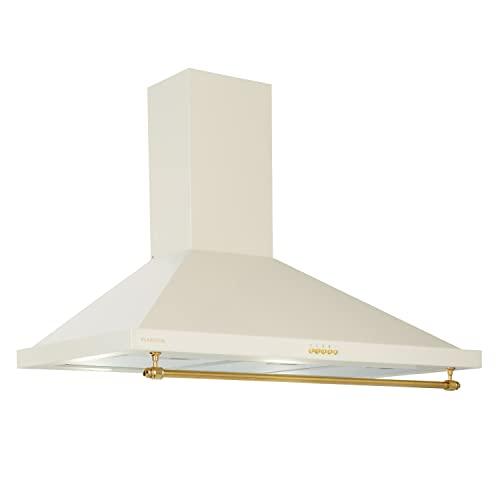 Klarstein Mb - Cappa Aspirante, Cappa Cucina a Parete, Aspirazione e Circolazione d'aria, Cappa con 3 Livelli, 610 m³/h, Filtro in Alluminio, Crema, 90 cm
