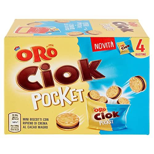 Oro Ciok Pocket Mini Biscotti Ripieni di Crema al Cacao Magro - 4 X 40g