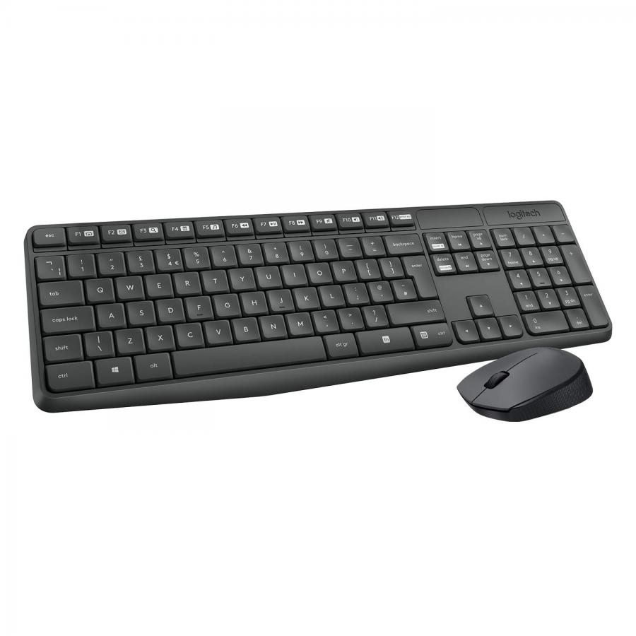 Logitech MK235 Kit Mouse e Tastiera Wireless 2.4 GHz Compatibile Windows, con ‎Ricevitore USB Unifying, 15 Tasti Funzione, Batteria Fino a 3 Anni, Layout ‎Italiano QWERTY, Nero