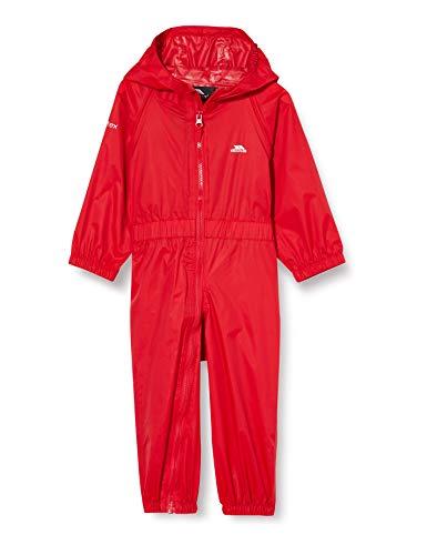 Trespass - Tuta Impermeabile per Bambini, con Cappuccio, 5/6 Anni, Colore: Rosso