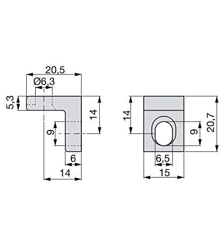 EMUCA 4020907 - Latte di 50 escuadras di unión Emuca 20,5 x 20,7 mm con 2 agujeros