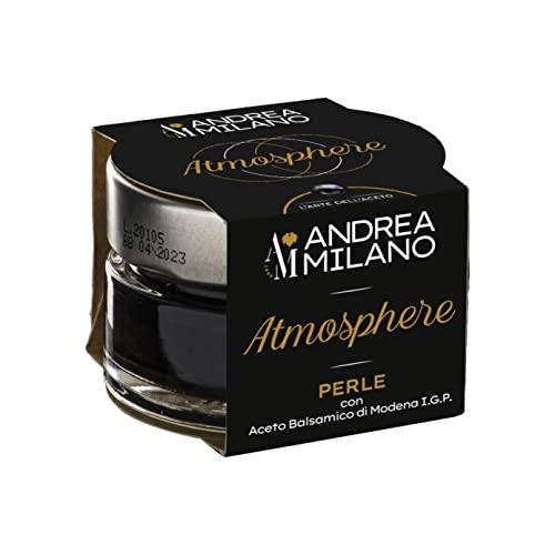 Andrea Milano, Perle di Aceto Atmosphere, Sfere all' Aceto Balsamico di Modena IGP dal Profumo Intenso per Accompagnare i Tuoi Piatti, Ideali su Bruschette, Carpaccio e Mozzarella, Made in Italy, 50 g