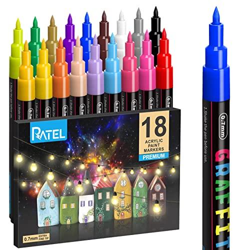 RATEL Pennarelli a Vernice acrilica Metallo Tela Vetro 15 Colori Premio Impermeabile Pittura Arte Pennarello Set Vernice Permanente Pennarelli Metallici per Pittura su Roccia Ceramica Tazza 
