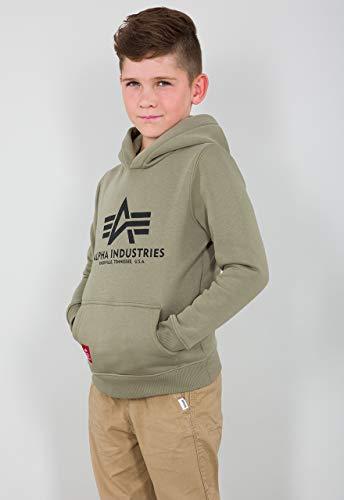 Alpha Industries Basic Felpa con cappuccio giovanile Oliva 122-128