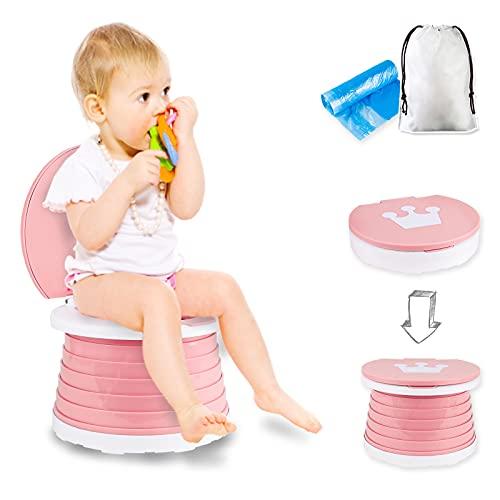 Sedile Vasino Portatile, Sedia da Toilette Pieghevole Per Addestramento Per Bambini Vasino Da Viaggio Per Interni All'aperto Con Custodia Da Viaggio (rosa)