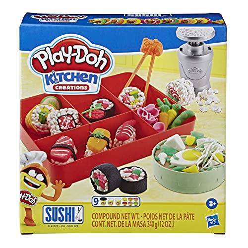 Play-Doh - Sushi (playset con 9 vasetti di Pasta da Modellare e bento Box, Linea Kitchen Creations)