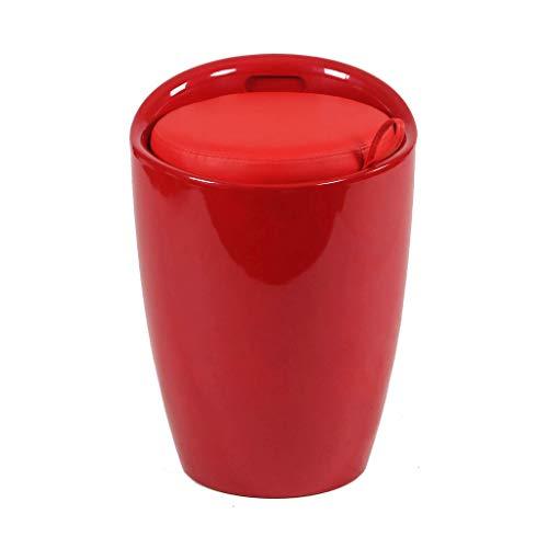 Milani Home s.r.l.s. Sgabello Pouf Contenitore in plastica con Cuscino Colore Rosso