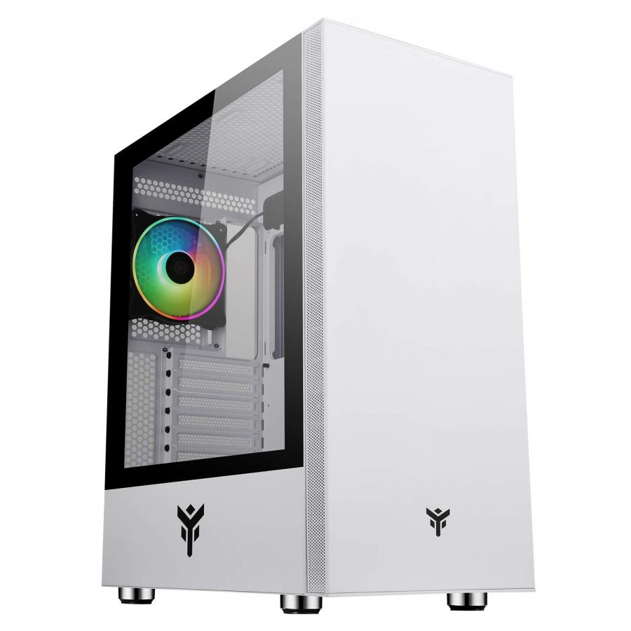 Case Itek VERTIBRA S210W - Gaming Middle Tower, 12cm ARGB fan, 2xUSB3, Side Panel Temp Glass, White Edition