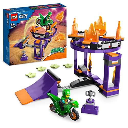 LEGO 60359 City Stuntz Sfida Acrobatica: Schiacciata sulla Rampa, Set 2 in 1 con Moto Giocattolo Dinosauro Carica e Vai, Idea Regalo per Bambini dai 5 anni
