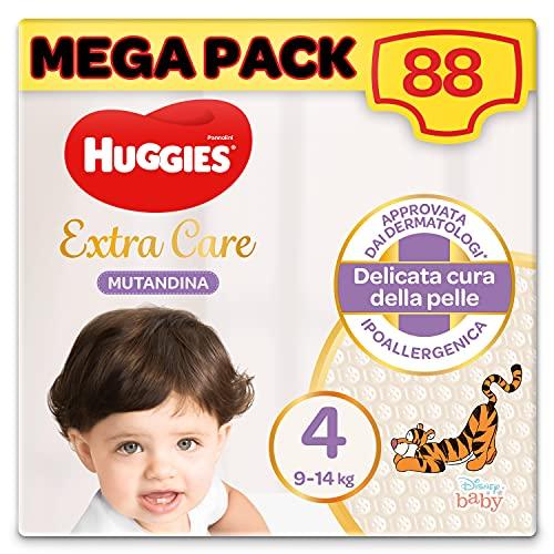 Huggies Extra Care Pannolini Mutandina Taglia 4 (9-14 kg), Confezione da 88 Pannolini Mutandina