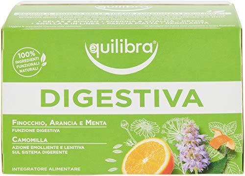 Equilibra Integratori Alimentari Tisane, Tisana Digestiva, 100% Ingredienti Funzionali per la Funzione Digestiva, a Base di Finocchio, Anice e Menta, Materiali 100% Riciclabili, 15 Filtri
