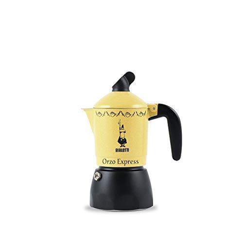 Bialetti Moka Orzo Express Caffettiera con Orziera, Alluminio, Giallo, 2 Tazze