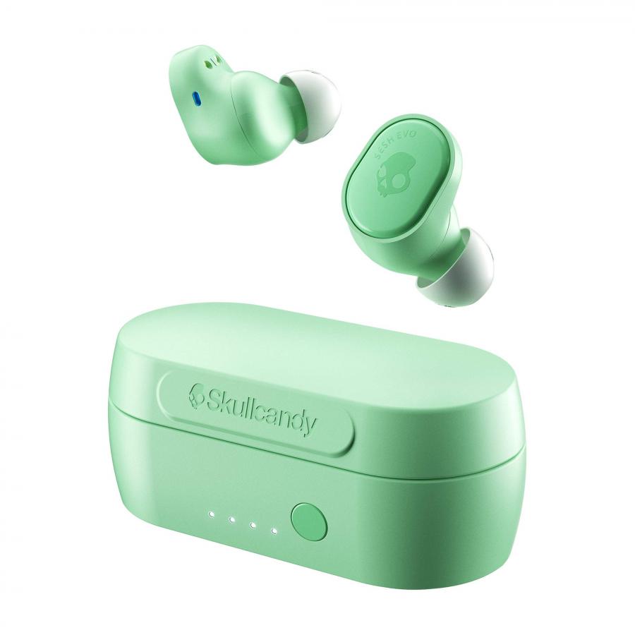 Skullcandy Sesh Evo True Wireless Auricolari Via Bluetooth Resistenti Al Sudore, Alla Polvere E All'Acqua Con Grado Di Protezione IP55, Con Autonomia Di Batteria Di 24 Ore- Verde Menta
