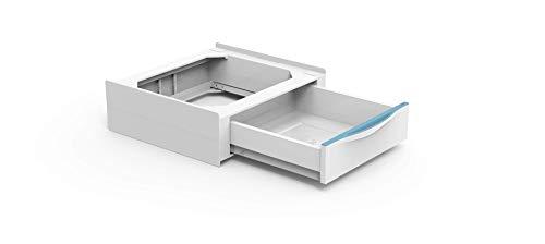 Meliconi Base Torre Extra, kit di sovrapposizione per lavatrice-asciugatrice con cassetto estraibile e cinghia di sicurezza con fibbia in metallo inclusa, made in Italy, colore bianco