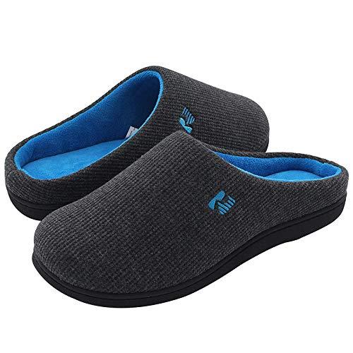 RockDove Bicolore Pantofola da Uomo in Memory Foam, 42/43 EU, Grigio Scuro e Blu