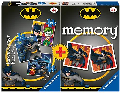 Ravensburger 20677 3 Multipack Memory e Puzzle Batman, Puzzle e Gioco per Bambini, Età Raccomandata 4+