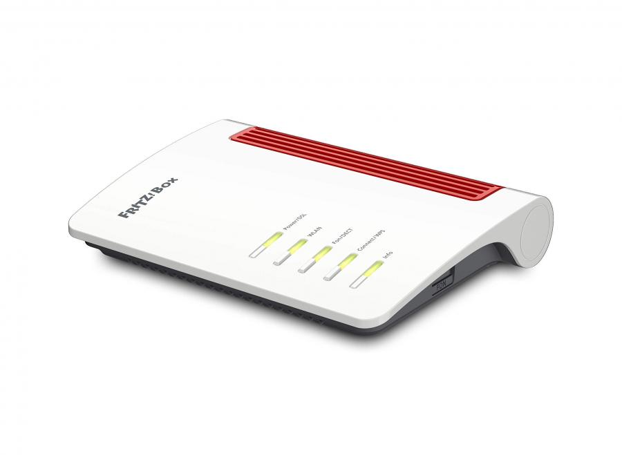 AVM FRITZ!Box 7530 International Modem Router, Wireless Veloce AC+N 1266 Mbit/s, velocità Internet fino a 300 Mbit/s, Base DECT, Media Server, interfaccia in italiano, Bianco/Rosso