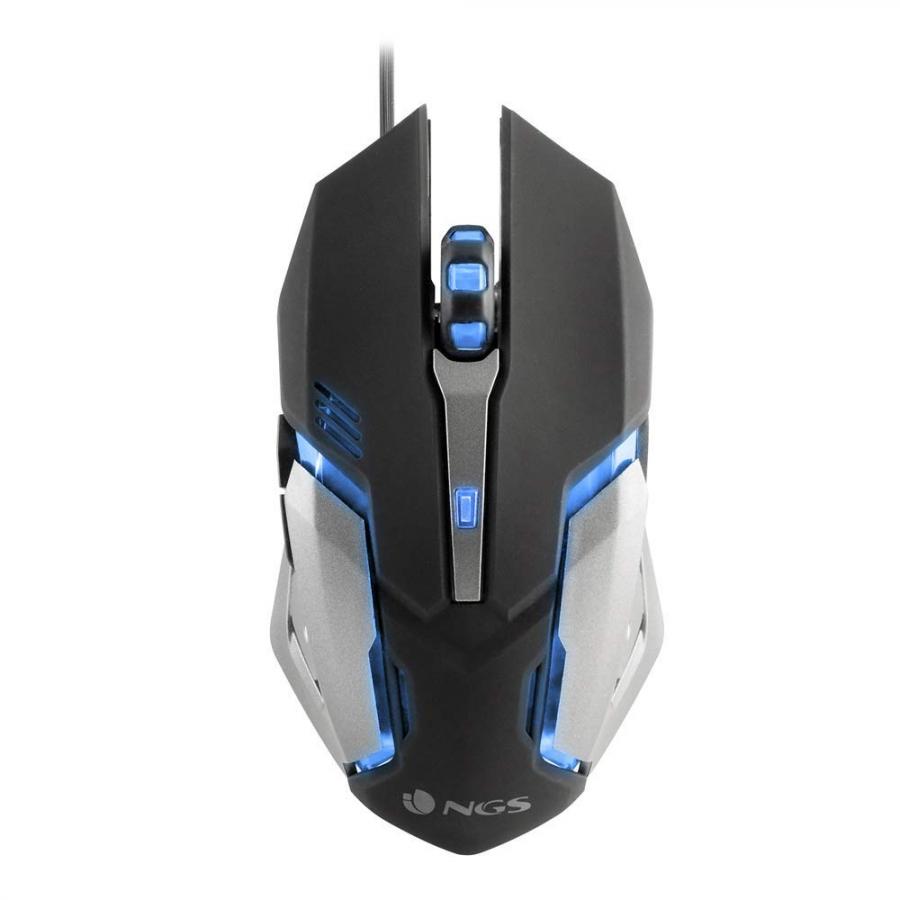 NGS GMX-100 Mouse Gaming con Cavo USB, Mouse Ottico 800/1200/1600/2400dpi con Luci LED a 7 Colori