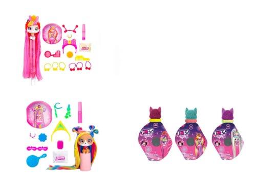 IMC- Gattina VIP Pets Cats. Gatti 9,5 Cm e Capelli 30 cm (Exp 6 Pezzi) MOD Sdos, Multicolore, 713031